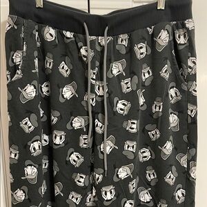 Disney Mens Donald Duck Black Lounge Sweatpants with Relaxed Fit size Large